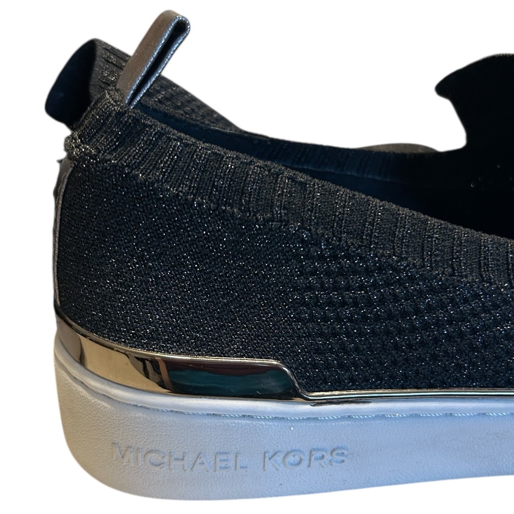 Michael Kors Skyler Black Metallic Knit Slip On Sneaker Size 9 - Picture 5 of 11
